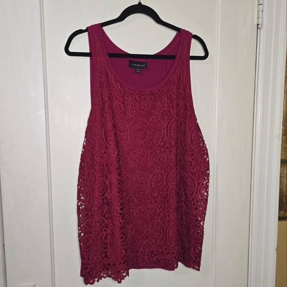 Lane Bryant Crochet Tank Burgundy  Shirt Size 18/20 - Picture 2 of 10